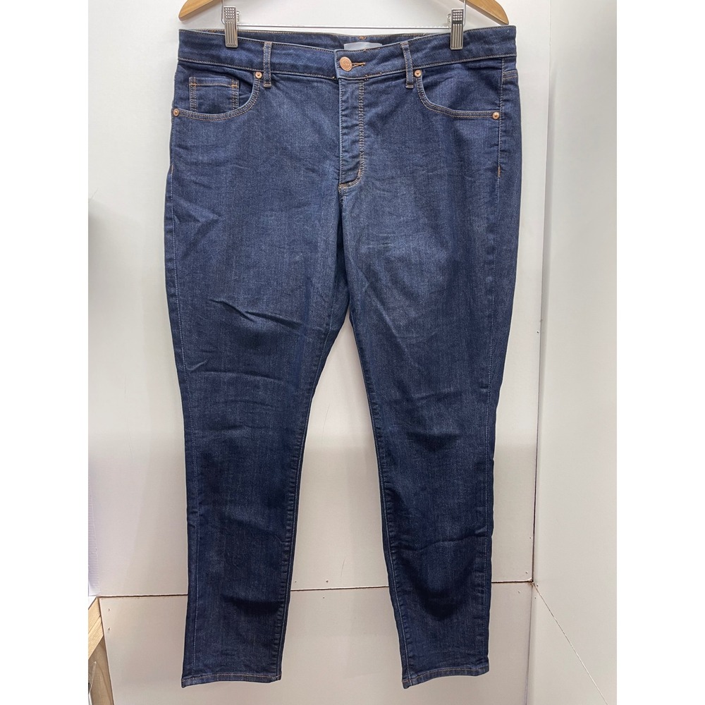 LOFT Curvy Skinny Jeans Dark Wash Denim Size 32 / 14 Indigo Stretch Pants